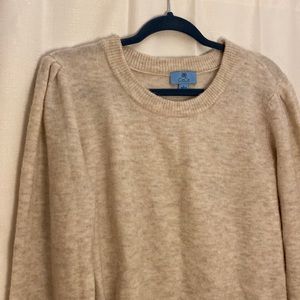 CeCe Cream Crewneck Puff-Sleeve Sweater
